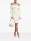 Guess Usa Pearl-embellished Cable-knit Dress In White
