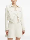 Guess Usa Pearl-embellished Tweed Jacket In White