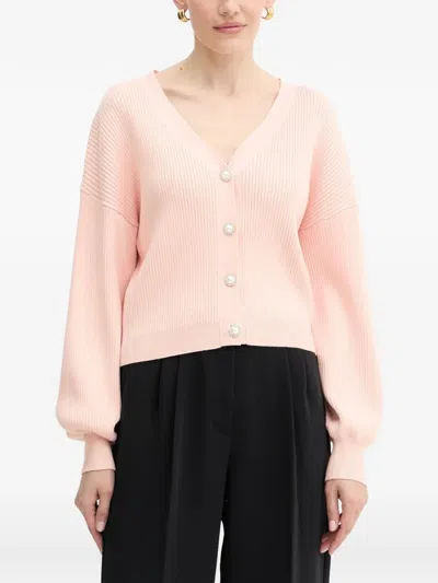 Guess Usa Pearl-button Long-sleeves Cardigan In Pink