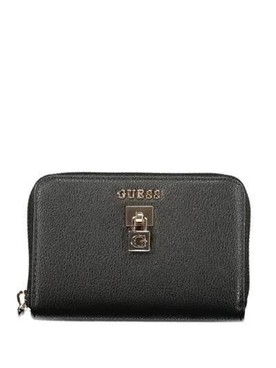 Guess Usa Pebbled Padlock Wallet In Black