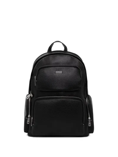 Guess Usa Pebbled-effect Zip-around Backpack In Black