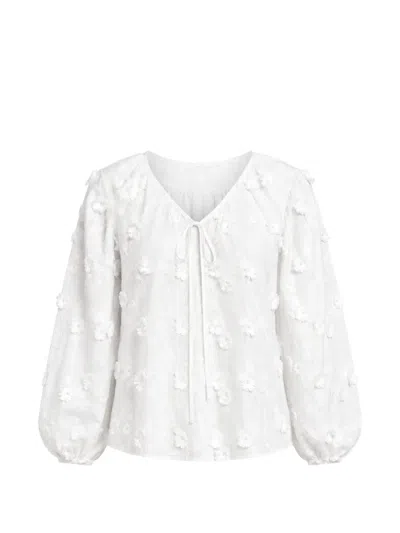 Guess Usa Pelari Floral-appliqué Blouse In White