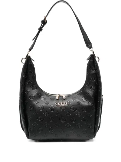 Guess Usa Phoebe 4g Debossed-logo Shoulder Bag In Black