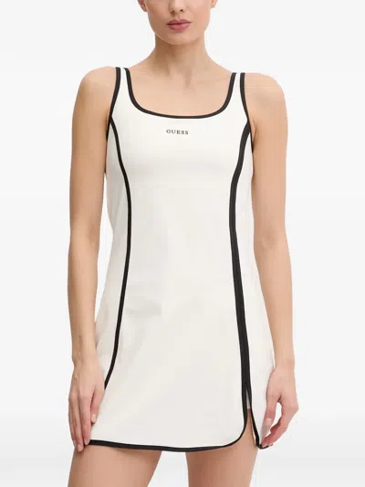 Guess Usa Piped-trim Sleeveless Mini Dress And Panties Set In White