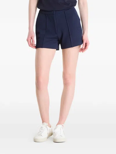 Guess Usa Pique Contrast-trim Seamed Shorts In Blue