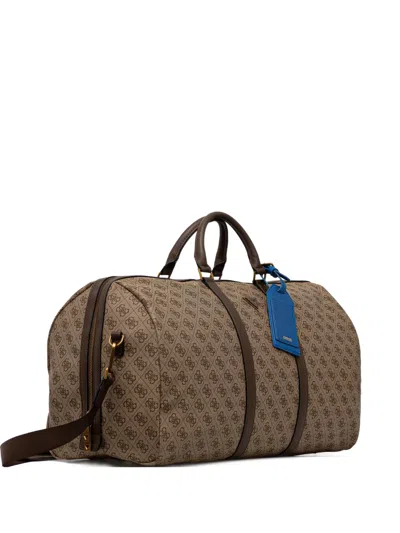 Guess Usa Pisa Patterned Holdall In Brown