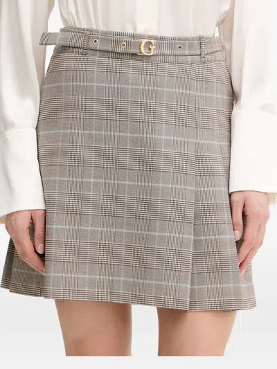 Guess Usa Plaid Mini Skirt In Gray