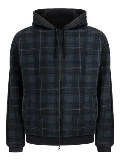 Guess Usa Plaid Zip Sweatshirt In Gray