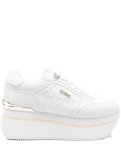Guess Usa Platform Logo Sneakers In White