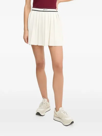 Guess Usa Pleated Mini Skirt In White