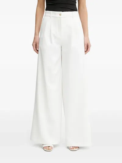 Guess Usa Pleated Wide-leg Trousers In White