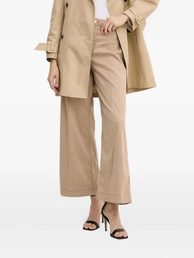 Guess Usa Pleated Wide-leg Trousers In Brown