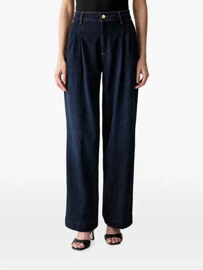 Guess Usa Pleated Wide-leg Jeans In Blue