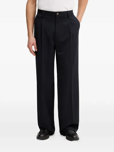 Guess Usa Pleated Wide-leg Trousers In Black