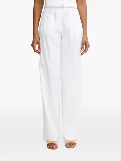 Guess Usa Pleated Wide-leg Trousers In White