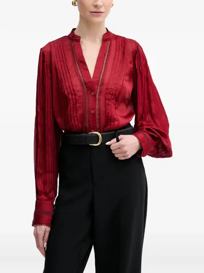 Guess Usa Pleated-detail Blouse In Red