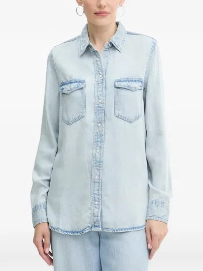 Guess Usa Pocket Buttoned Top In Blue