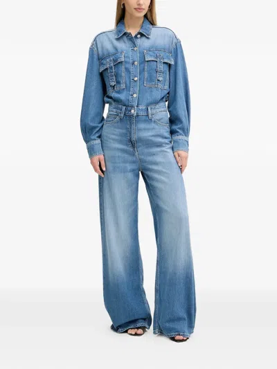 Guess Usa Pocket Denim Jumpsuit In Blue