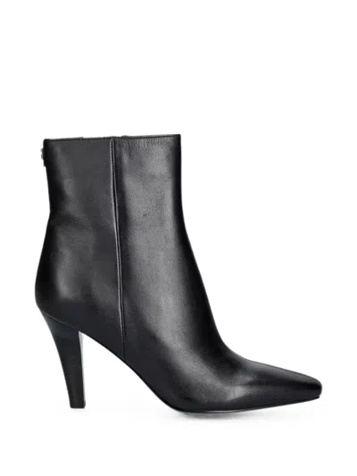 Guess Usa Pointed-toe Leather Ankle Boots In Black