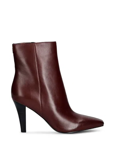 Guess Usa Pointed-toe Leather Ankle Boots In Burgundy