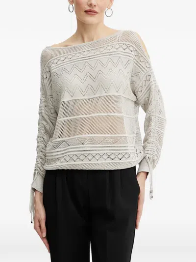 Guess Usa Pointelle-knit Sweater In Neutral
