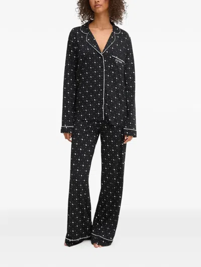 Guess Usa Polka-dot Print Pajamas In Black
