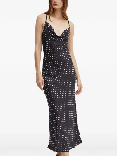 Guess Usa Polka-dot Sleeveless Midi Dress In Black
