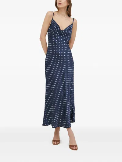 Guess Usa Polka-dot Slip Dress In Blue