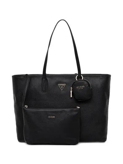 Guess Usa Power Play Ii Charm-detail Tote Bag In Black