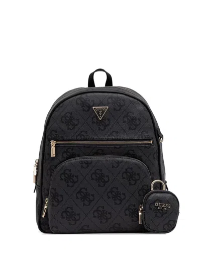 Guess Usa Power Play Logo-print Detachable-pouch Backpack In Black