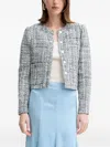 Guess Usa Press-stud Tweed Jacket In Gray