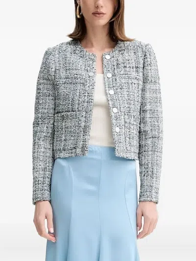 Guess Usa Press-stud Tweed Jacket In Gray