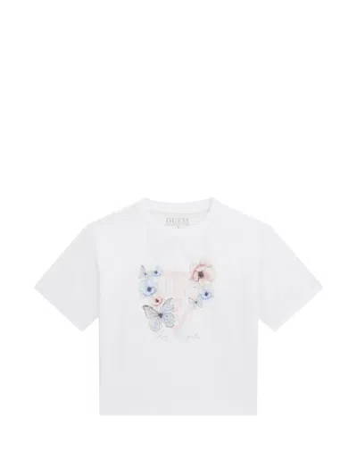 Guess Usa Kids' Printed Logo T-shirt In White