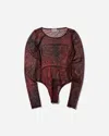 Guess Usa Printed Mesh Bodysuit Petite In Multicolor