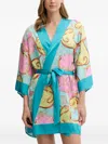 Guess Usa Printed Wrap Cover-up In Blue