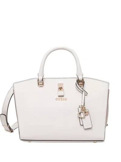 Guess Usa Queensland Padlock-detail Charm Tote Bag In White
