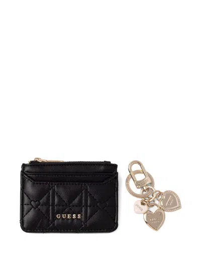 Guess Usa Quilted Cardholder In Black