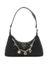 Guess Usa Quilted Chain-embellished Shoulder Bag In Black