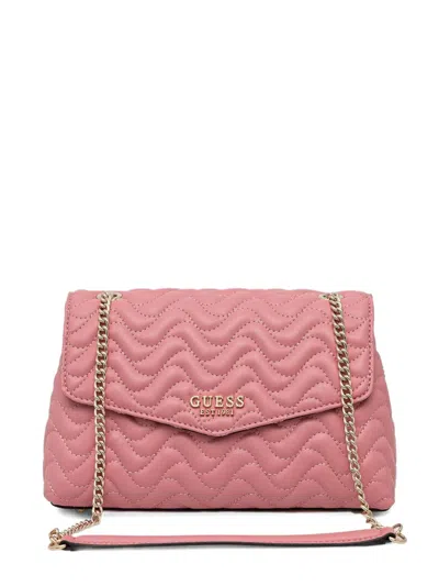 Guess Usa Quilted Chain-strap Cross Body Bag In Pink