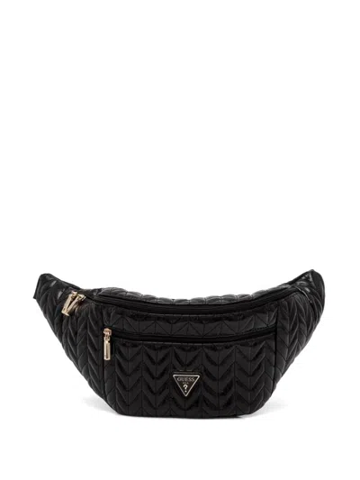 Guess Usa Quilted Chevron Belt Bag In Black