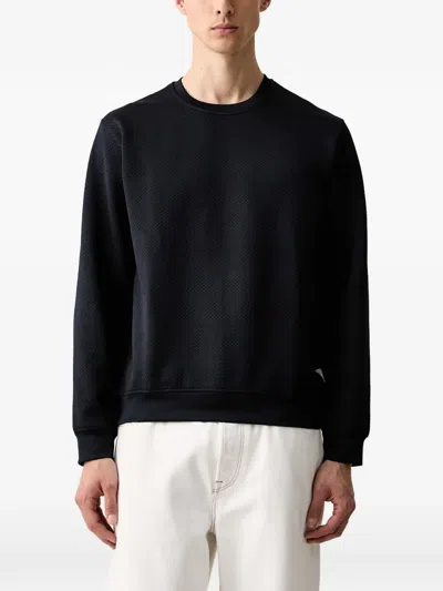 Guess Usa Quilted Crew-neck Sweater In Black
