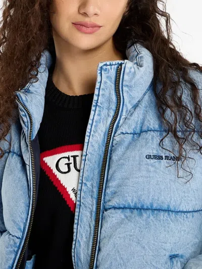 Guess Usa Quilted Denim Jacket In Blue