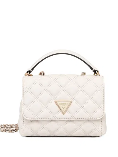 Guess Usa Quilted-design Crossbody Bag In White