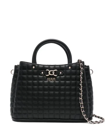 Guess Usa Quilted-design Tote Bag In Black