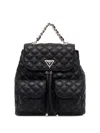 Guess Usa Quilted-effect Chain-detail Backpack In Black