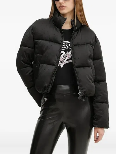 Guess Usa Quilted Embellished Jacket In Black