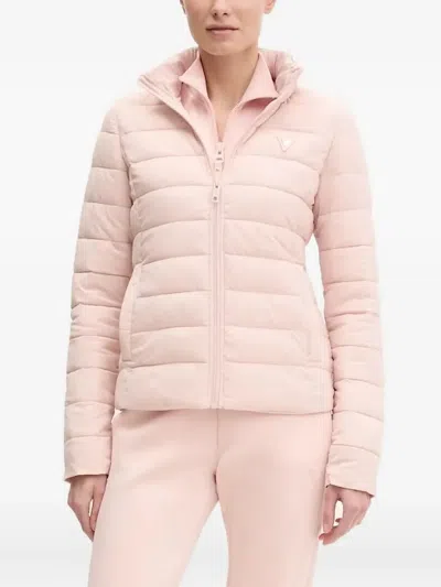Guess Usa Quilted High-neck Jacket In Pink