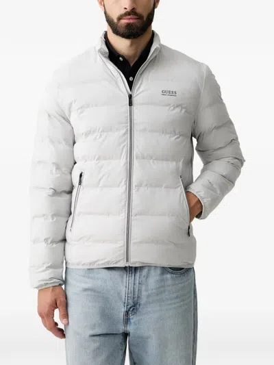 Guess Usa Quilted High-neck Jacket In Gray
