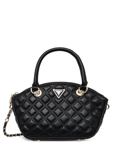 Guess Usa Quilted Leather Shoulder Bag In Black