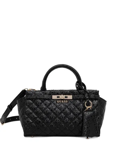 Guess Usa Quilted Logo-pattern Tote Bag In Black